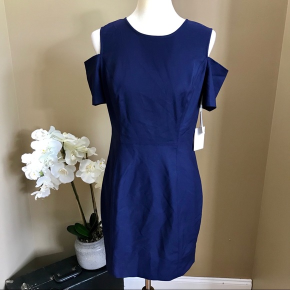 1. State Dresses & Skirts - NWT 1. State Navy Cold Shoulder Sheath Dress